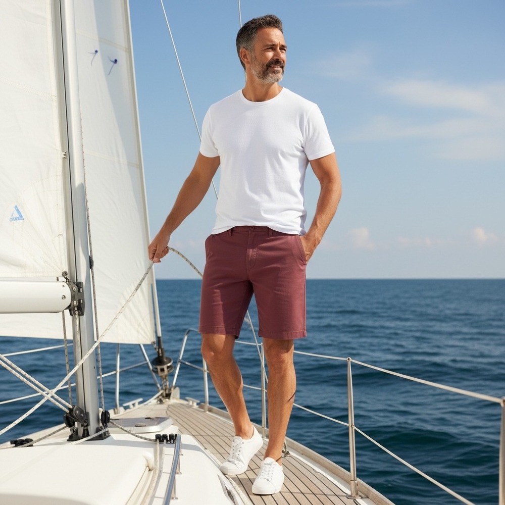 UNTUCKit‎ St. Vincent Burgundy Chino Shorts Mens 38 Stretch Cotton 40500 Lre